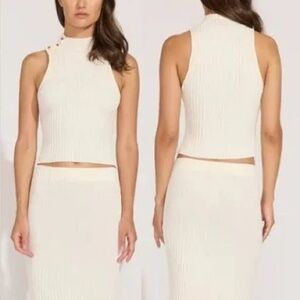 SOLID & STRIPED RIBBED MOCKNECK SLEEVELESS TOP